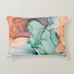 Natural luxury abstract fluid art painting in alco accent pillow