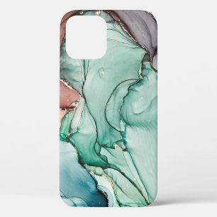 Natural luxury abstract fluid art painting in alco iPhone 12 case