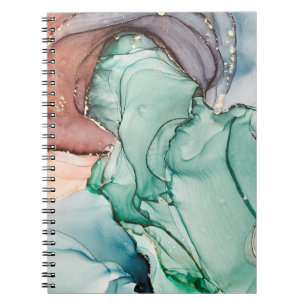 Natural luxury abstract fluid art painting in alco notebook
