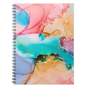 Natural luxury abstract fluid art painting in alco notebook