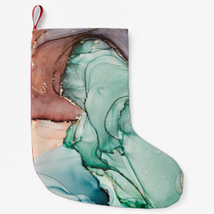 Natural luxury abstract fluid art painting in alco small christmas stocking
