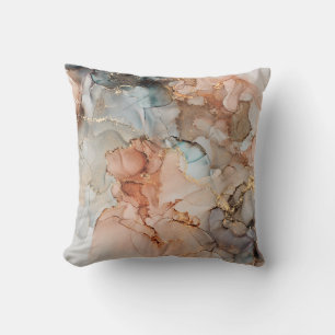 Natural luxury abstract fluid art painting in alco throw pillow