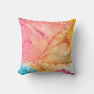 Natural luxury abstract fluid art painting in alco throw pillow