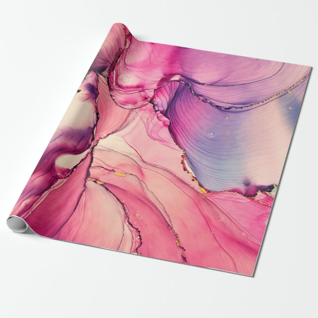 Natural luxury abstract fluid art painting in alco wrapping paper (Unrolled)