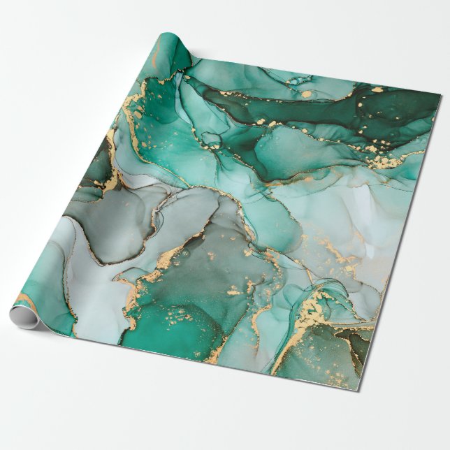 Natural luxury abstract fluid art painting in alco wrapping paper (Unrolled)