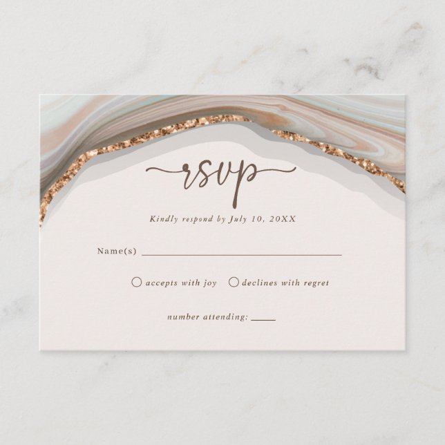 Natural Marble Agate RSVP Enclosure Card (Front)