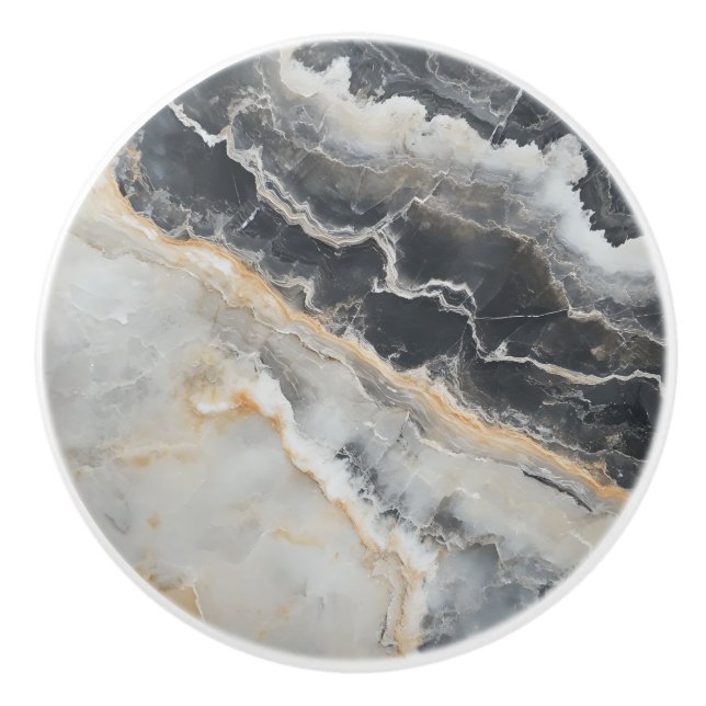 Natural Marble Grey Pattern Ceramic Knob (Front)