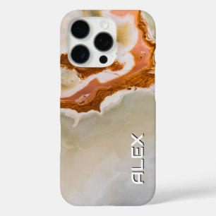Natural Marble with Rust Ripple – Organic Stone iPhone 16 Pro Case