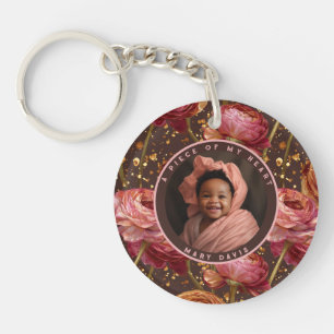 Natural minimal keepsake Ranunculus Floral Keychain