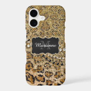 Natural n Gold Leopard Animal Print Glitter Look