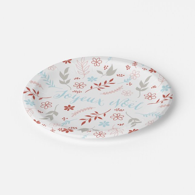 Natural Noël Christmas Holiday Paper Plate (Angled)