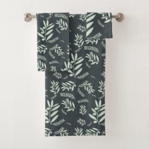 Natural Olive Branch Bath Towel Set – Rustic 