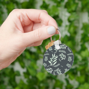 Natural olive branch pattern keychain