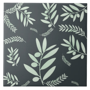 Natural olive branch pattern tile