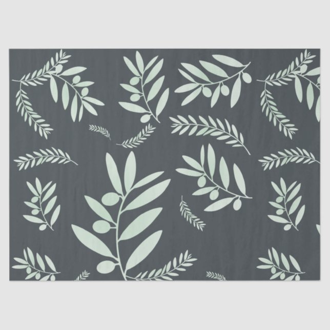 Natural olive branch pattern tissue paper (Front)