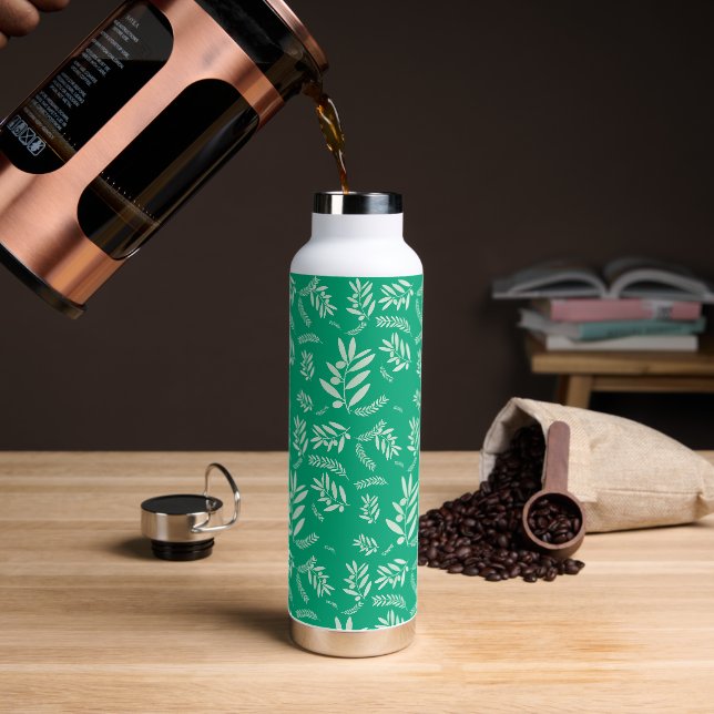 Natural Olive Branch Pattern Water Bottle – Eco (Coffee)