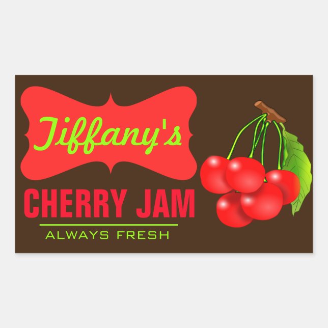 Natural Organic | Cherry Jam | Handmade Jams Sticker (Front)