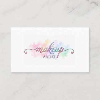 Natural Pastel Watercolor Elegant Script Business  Card
