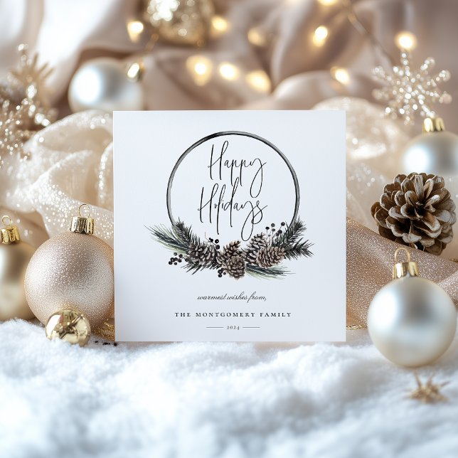 Natural Pine Hoop Wreath Holiday Card (Creator Uploaded)