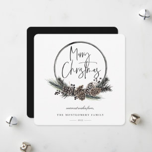 Natural Pine Hoop Wreath Holiday Card