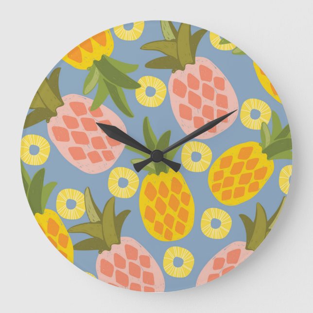 Natural Pineapple Abstract: Vintage Beauty. Large Clock (Front)