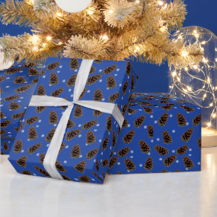 Natural Pinecone Snowflake Pattern Wrapping Paper