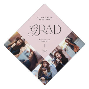 Natural pink multi photo modern contemporary graduation cap topper