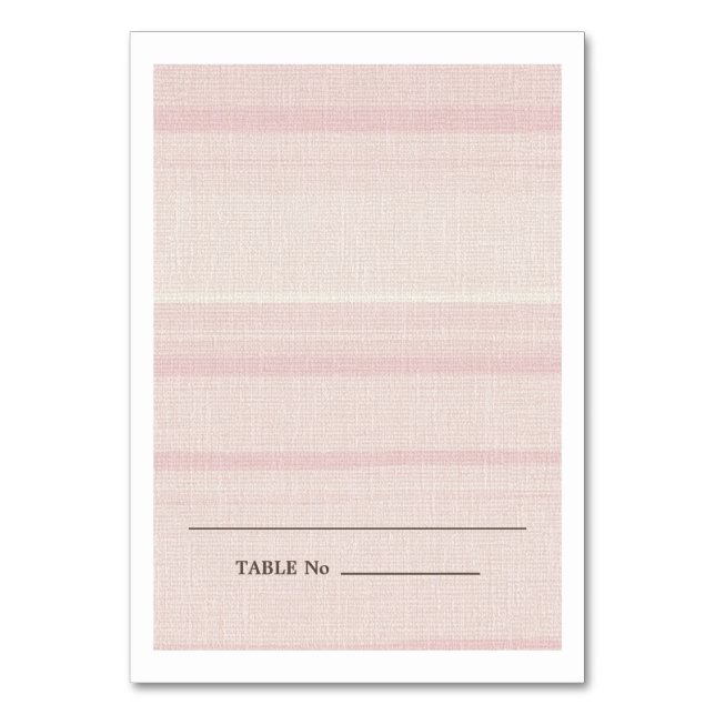 Natural Pink Stripes Burlap Texture Wedding Table Number (Front)