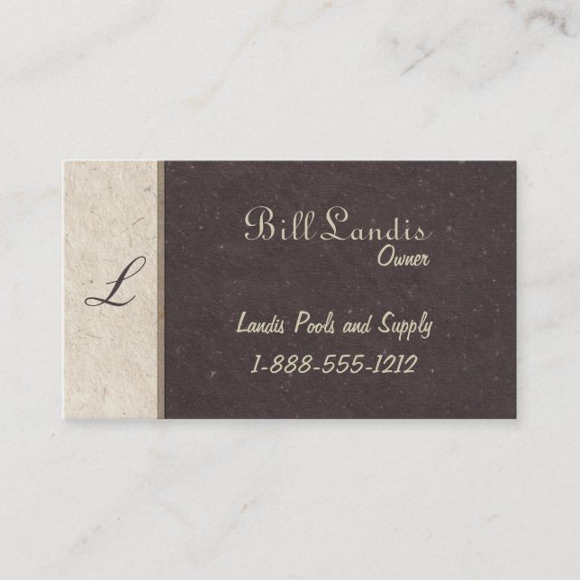 Natural Pressed Paper - Dark Brown Business Card (Front)