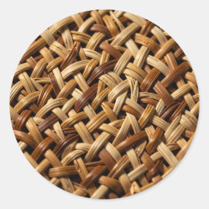 Natural Rattan Wicker Weave Texture Pattern Classic Round Sticker