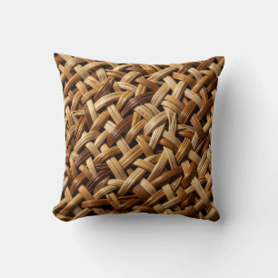 Natural Rattan Wicker Weave Texture Pattern Throw Pillow