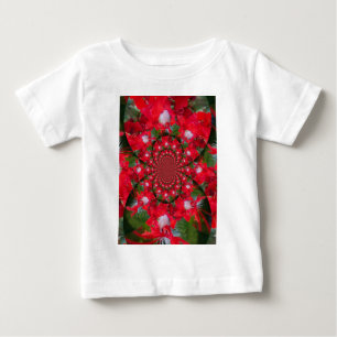 Natural Red Flower White Feather kaleidoscope art Baby T-Shirt
