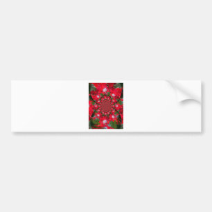 Natural Red Flower White Feather Kaleidoscope Art Bumper Sticker