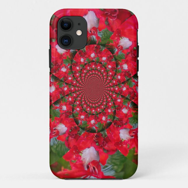 Natural Red Flower White Feather kaleidoscope art  Case-Mate iPhone Case (Back)