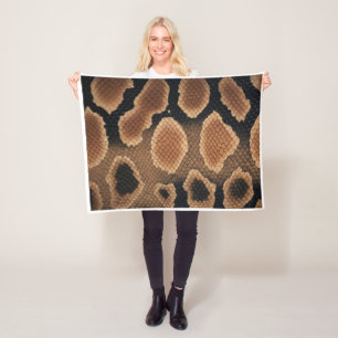 Natural Reptile Snake Skin Print Fleece Blanket