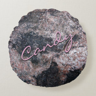 Natural Rock Texture Pink Candy Round Pillow