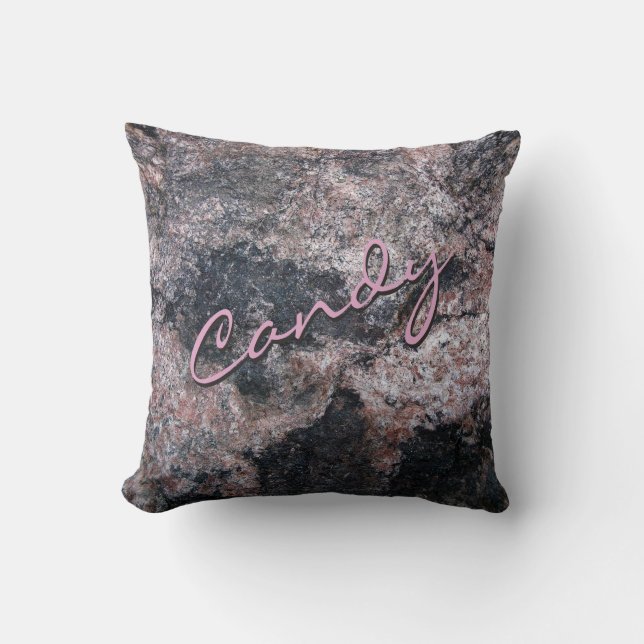 Natural Rock Texture Pink Candy Throw Pillow (Front)