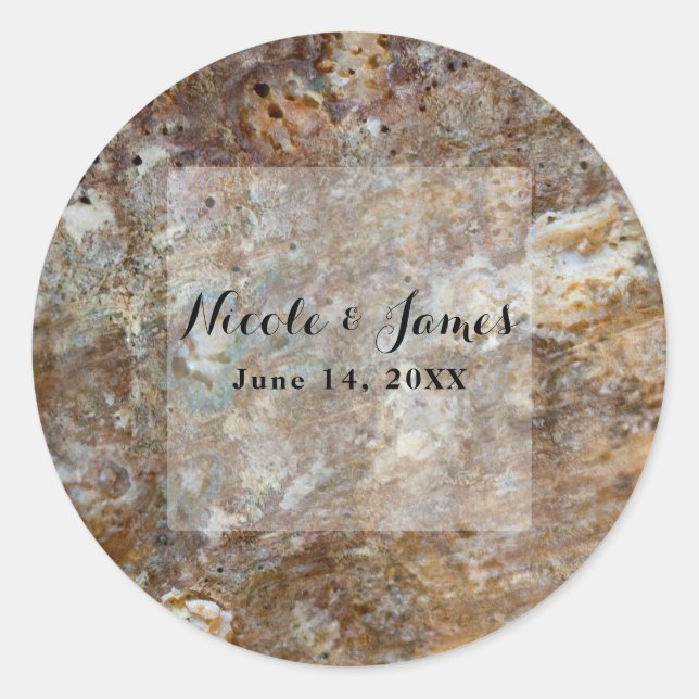 Natural Rough Rock Beach Sea Shell Summery Classic Round Sticker (Front)