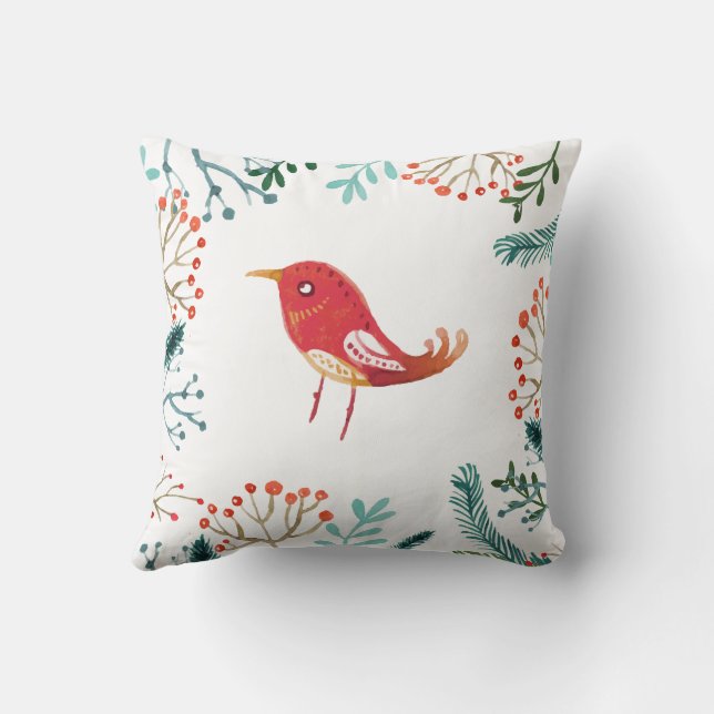 Natural Rustic Christmas Throw Pillow (Back)