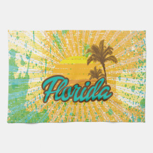 Natural, Rustic Palm Tree and Sun Kitchen Towel