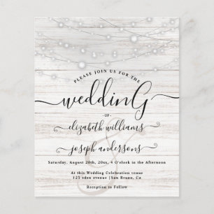 Natural Rustic Wood White Lights String wedding Flyer