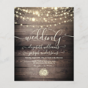 Natural Rustic Wood & White Lights String wedding  Flyer