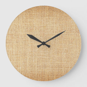 Natural sackcloth, textured background. large clock