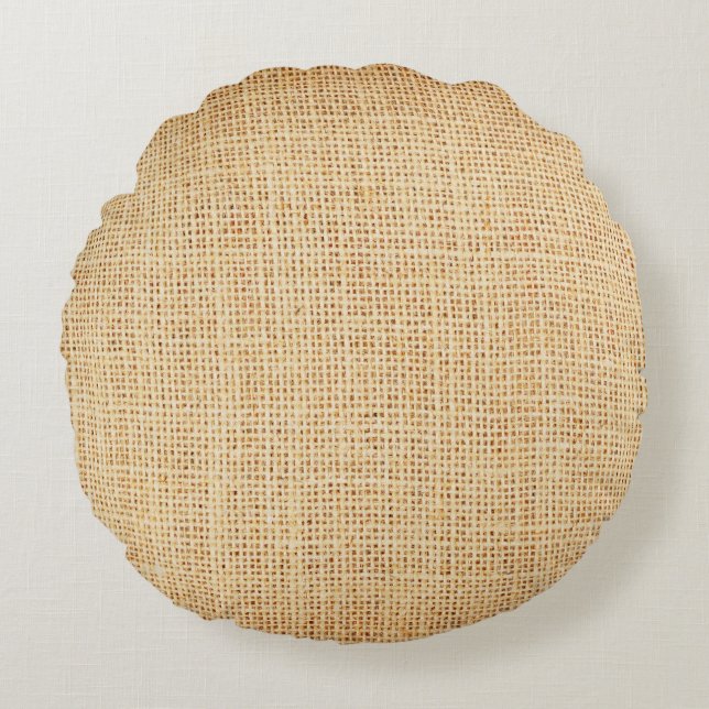 Natural sackcloth, textured background. round pillow (Front)