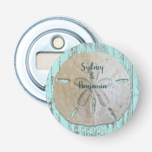 Natural Sand Dollar Rustic Beach Wood Favour Bottle Opener