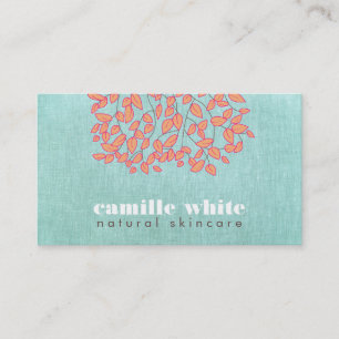 Natural Skincare Beauty Blue Turquoise Linen Look Business Card