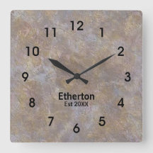 Natural Slate Stone Colours Pattern Acrylic Clock