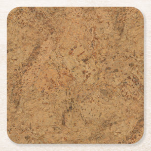 Natural Smoke Cork Bark Wood Grain Look Square Paper Coaster