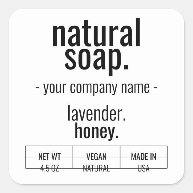 Natural Soap Product Label Design (Front)