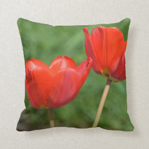Natural Spring Tulip Floral Throw Pillow